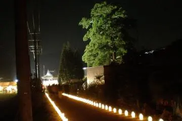 The low torches along the roads in the area (Photo: <a href="http://www.kashimo.net/ogo/namekujimatsuri.html" target="_blank" rel="noreferrer noopener nofollow">kashimo.net</a>)