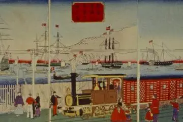 Yokohama Station drawn by Hiroshige III