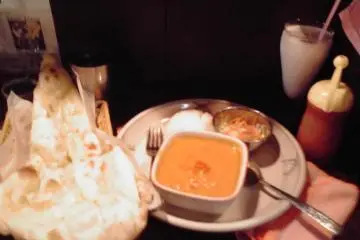 Nan and butter chicken curry