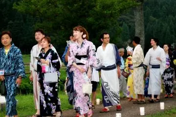 Young men and women in Yukata...there was a match-making event and wearing Yukata was a rule they had to follow in order to participate (Photo: Yukio Yoshida)