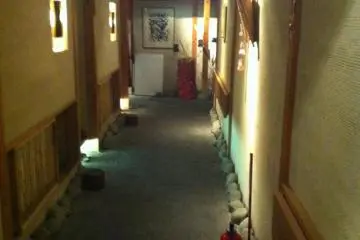 The corridors leading to the private dining rooms (Photo: Nuala Connolly)