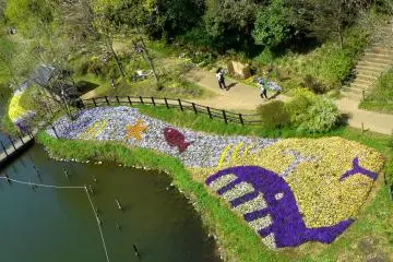 You can see the park's flower art from the bridge (Photo: Olga Kaneda)