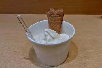 Soy sauce flavored soft ice cream at the Mame Cafe (Photo: Elizabeth Scally)