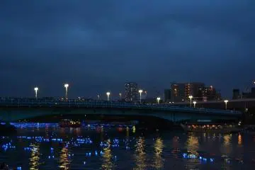 LEDs beginning to float along the river.