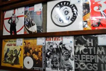 Some of the records on the wall. You can see the Iggy Pop one at the top on the left. (Photo: Michelle Madden)
