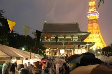 Zozoji Temple and Tokyo Tower at night