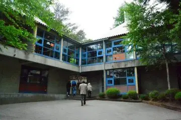 There are two main exhibition halls in Kuji Amber Museum. This photograph shows an outside view of the second exhibition hall.