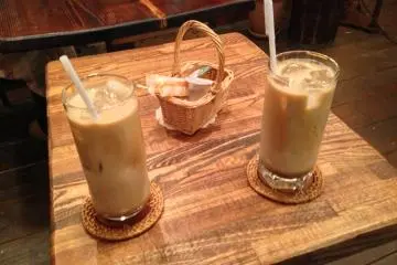 Classic iced latte at J-Lodge with optional soymilk. Yum! (Photo: Kristen F.)