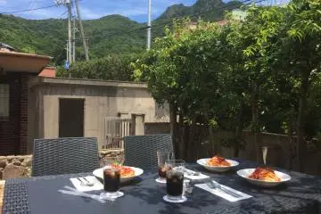 Lunch on the terrace of Guesthouse & Cafe Anzu 