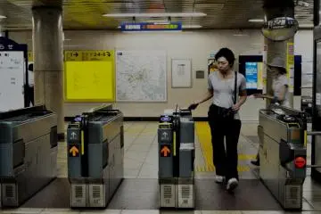 Ticket gates in the upper level