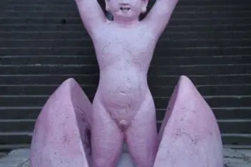 Naked peach boys greet you... (Photo: Aichi Prefecture)