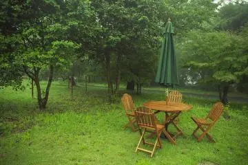 The outside seating is a nice spot to relax amongst the trees and breeze.