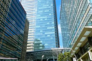 Buildings sparkling in the sun