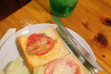 Hot Sandwich and jug of Melon Soda at Cafe OB (Photo: Kristen F.)