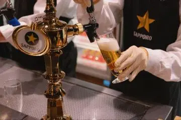 A fresh pour of Sapporo beer in Hokkaido