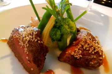 Beautifully cooked beef and pork.