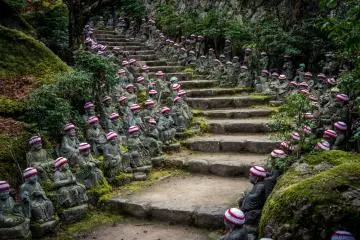 Buddha lined steps at Daisho-in Temple (Photo: Joshua Hawley / Shutterstock.com)
