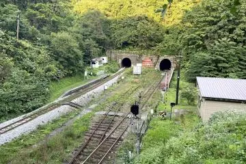 Koboro Station is often called Japan's most secluded station (Photo: <a href="https://en.wikipedia.org/wiki/Koboro_Station#/media/File:%E4%B8%98%E3%81%AE%E4%B8%8A%E3%81%8B%E3%82%89%E8%A6%8B%E3%81%9FJR_%E5%AE%A4%E8%98%AD%E6%9C%AC%E7%B7%9A%E5%B0%8F%E5%B9%8C%E9%A7%85%E3%81%AE%E5%85%A8%E6%99%AF%EF%BC%882021%E5%B9%B48%E6%9C%8830%E6%97%A5%E6%92%AE%E5%BD%B1%EF%BC%89.jpg" target="_blank" rel="noreferrer noopener nofollow">Rory trains</a> / <a href="https://creativecommons.org/licenses/by-sa/4.0/deed.en" target="_blank" rel="noreferrer noopener nofollow">CC BY-SA 4.0</a>)