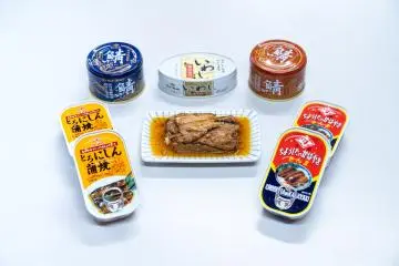Lineup of some beloved Tawara Kanzume products, including Chosita Kabayaki Sanma (Photo: Leslie Taylor)