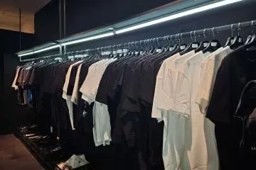Branded t-shirts on sale at the Death Stranding 2 pop-up store