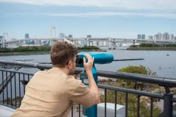 Looking at the sights in Odaiba