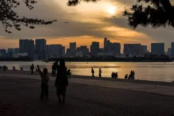 Odaiba Marine Park at sunset