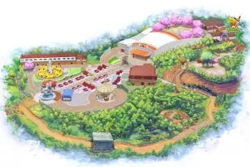 A cartoon map of PokéPark KANTO